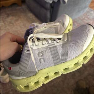 On CloudTec Women's Athletic Shoes in Light Gray and Lime